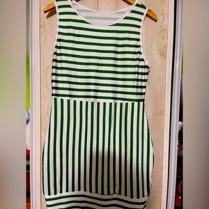 Vibrant green and white striped mini body on dress